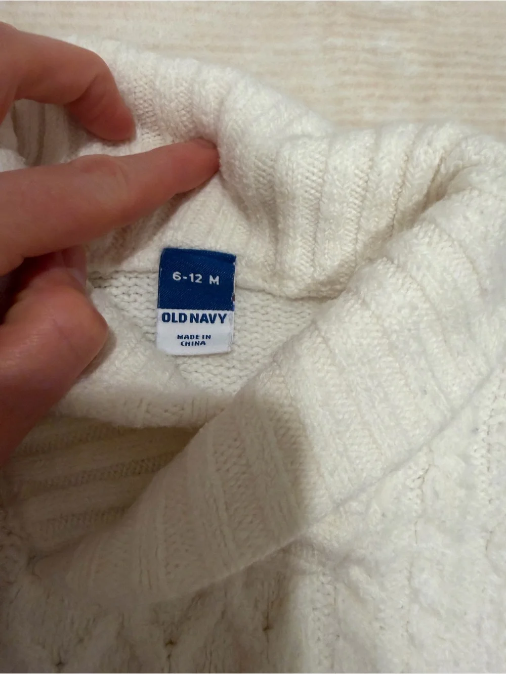 Old Navy Ivory Cable Knit Shawl Collar Sweater